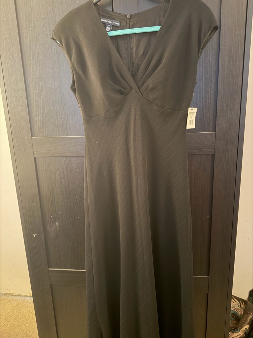 American Living Olive Green Maxi Dress with V-Neck